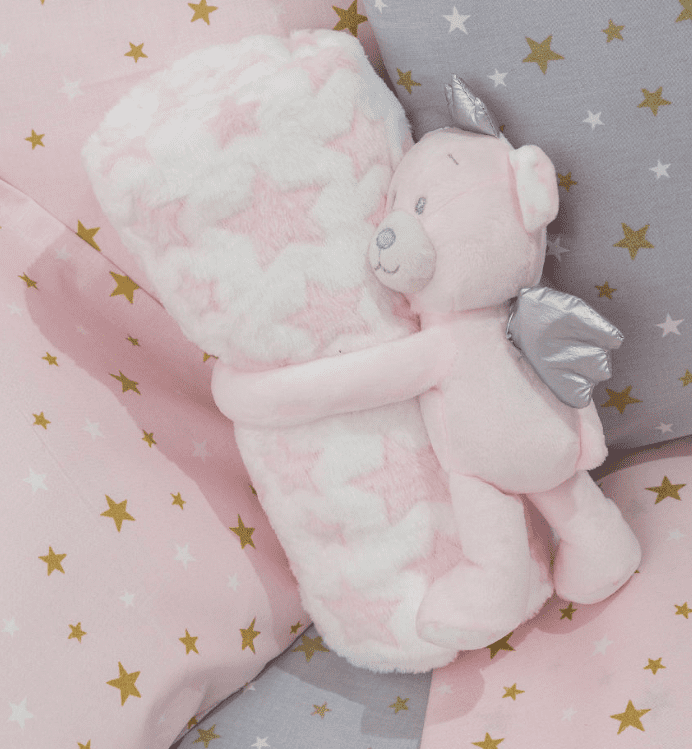 Κουβέρτα Αγκαλιάς Σετ Κουκλάκι Angel Bear Ροζ