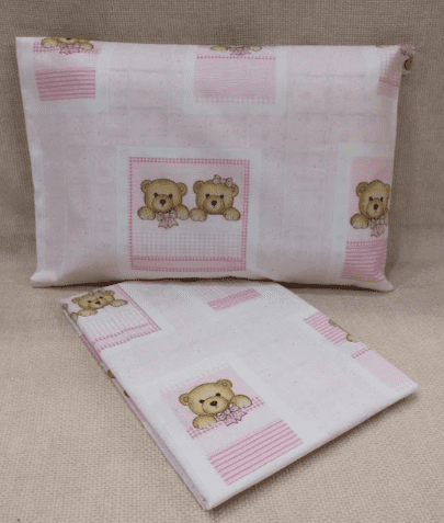Oikion Shop Σετ Σεντόνι Bebe με μαξιλαροθήκη Αρκουδάκια ροζ